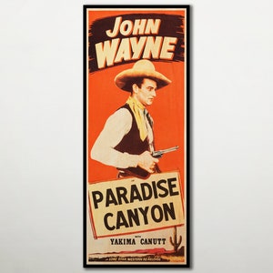Paradise Canyon WOOD poster, Stunning gift on WOOD for all John Wayne lovers, special and unique prints for western film poster followers.