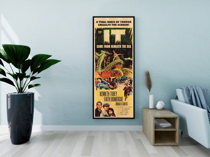 It Came from Beneath the Sea WOODEN POSTER, Fanart high quality cinema poster printed on WOOD of this cult movie, Unique film poster gifts image 3