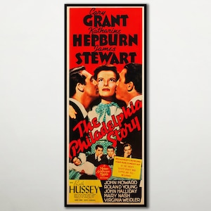 The Philadelphia Story WOOD poster, Stunning gift on WOOD for all Cary Grant Katharine Hepburn and James Stewart fans, Romantic comedy gift.