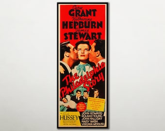 The Philadelphia Story WOOD poster, Stunning gift on WOOD for all Cary Grant Katharine Hepburn and James Stewart fans, Romantic comedy gift.