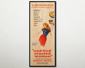 And God Created Woman WOODEN POSTER, Extra large cool unique gift for Brigitte Bardot lovers, Stunning tribute for all Bardot movie fans.