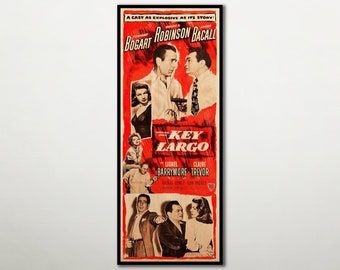Key Largo WOOD poster, Humphrey Bogart and Lauren Bacall superb gift for film noir fans, Classic film Bogart Poster, Extra large Bacall gift