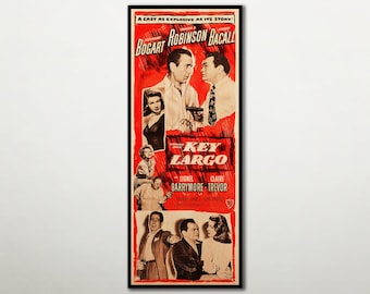 Póster de Key Largo WOOD, Humphrey Bogart y Lauren Bacall, un magnífico regalo para los fans del cine negro, póster clásico de Bogart, regalo extragrande de Bacall