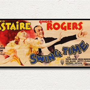 Swing Time HOLZ Plakat, Handgemachtes Special Edition Filmplakat, Einzigartiges Geschenk für Fred Astaire und Ginger Rogers Fans, Cooles Wandkunst Geschenk.