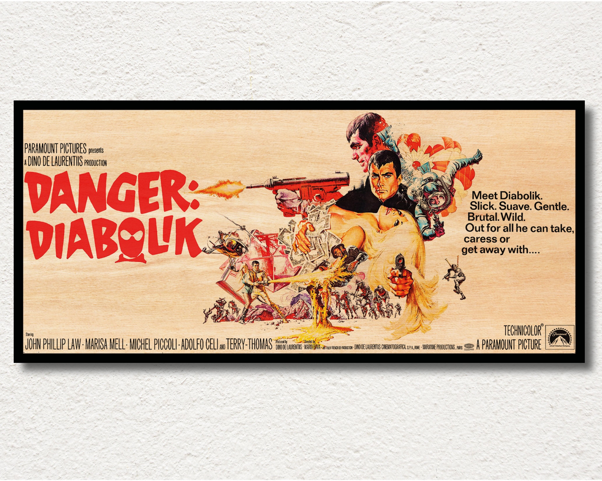 Danger: Diabolik WOODEN Wall Art Poster, Roadshow Horizontal