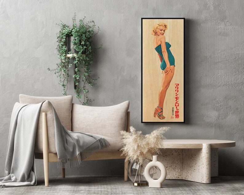a picture of a woman in a bathing suit on a wall