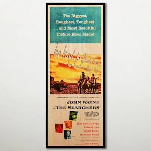 The searchers WOOD POSTER, Stunning movie poster printed on WOOD for John Wayne and John Ford fans, Unique gift for western films addicts