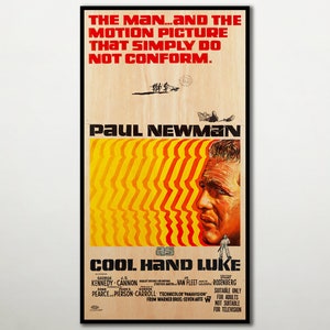 Cool Hand Luke WOODEN POSTER, Fanart high quality Paul Newman poster on WOOD for rare gift lovers, Unique film poster, Large handmade print.