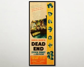 Dead End WOODEN POSTER, Humphrey Bogart and Joel McCrea special large wood wall art for fans, Top notch poster for crime drama followers.