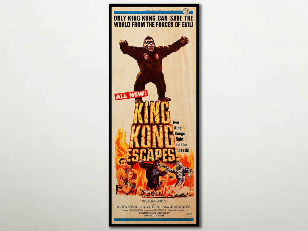King Kong Escapes Handmade WOOD PRINT Fanart Cinema Poster For King king-kong-escapes-handmade-wood-print-fanart-cinema-poster-for-king