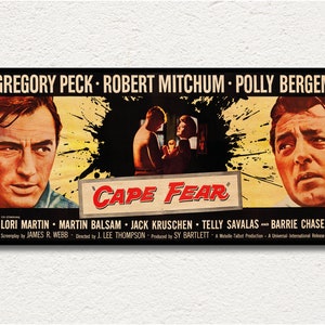 Cape Fear WOODEN wall art poster, Handmade special edition movie poster, Unique gift for Gregory Peck and Robert Mitchum fans, Fanart gift