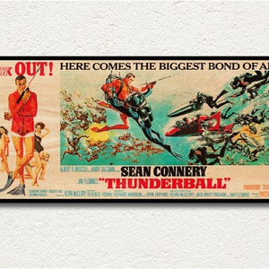 ThunderBall WOODEN wall art poster, Roadshow special edition cinema poster, Unique gift for James Bond 007 fans, Landscape fanart poster