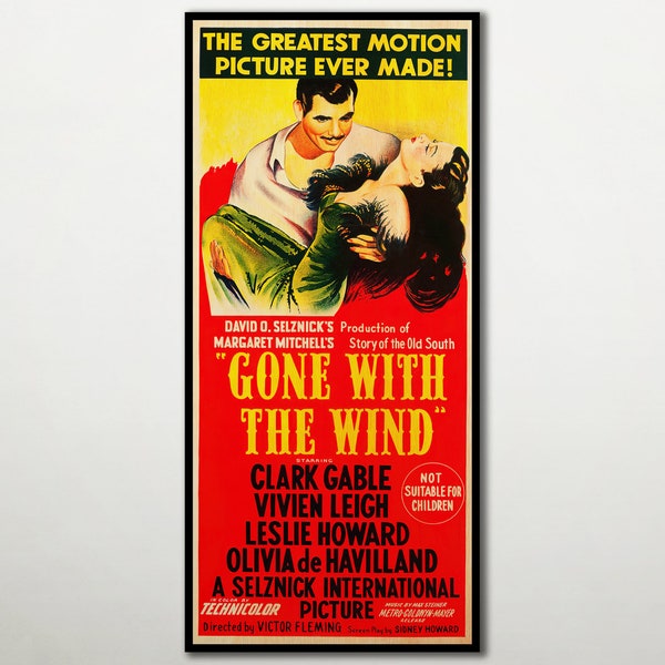 HOLZDRUCK von "Vom Winde verweht" Filmplakat, Kinofilmdrucke und Poster auf HOLZ für Kult-Romantik-Liebhaber, Clark Gable atemberaubendes Geschenk