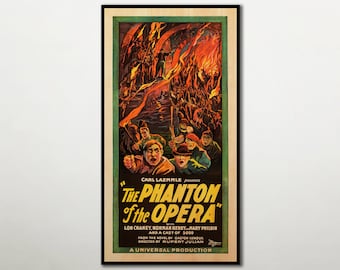 The Phantom Of The Opera Extra large WOOD PRINT Poster, Wall art of silent horror adaptation movie posters on WOOD for Lon Chaney movie fan.