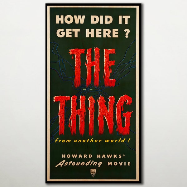 The Thing from Another World WOOD PRINT poster, Fan art movie posters on WOOD for horror movie addicts, Extra large posters and gifts.