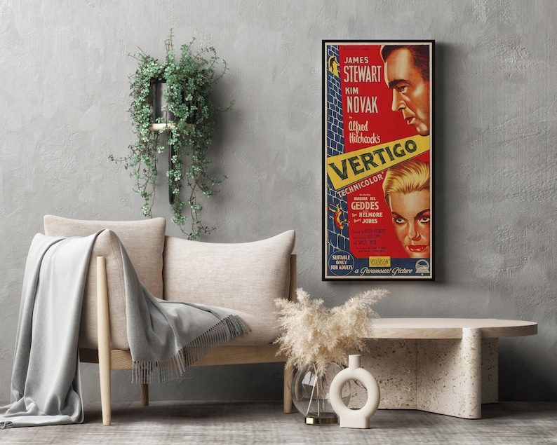 WOOD PRINT of "Vertigo" movie poster, Cinema movie posters on WOOD for the Alfred Hitchcock movie lover, James Stewart and Kim Novak movie image 7