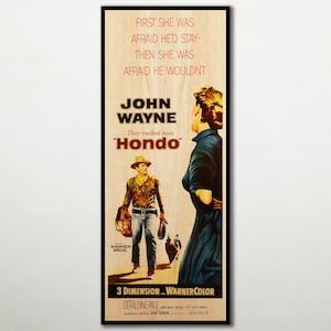 Hondo WOOD POSTER, Stunning movie poster printed on WOOD for John Wayne fans, Premium extra large unique gift for western films addicts