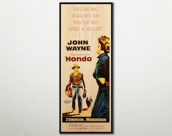 Plakat filmowy Hondo WOOD, Oszałamiający plakat filmowy wydrukowany na DREWNIE dla fanów Johna Wayne'a, Wyjątkowy, bardzo duży prezent premium dla miłośników westernów