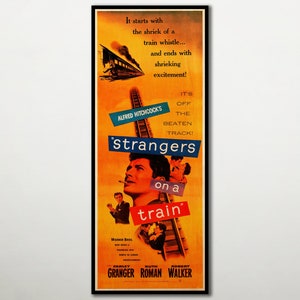 Strangers on a Train Poster AUF HOLZ GEDRUCKT, tolles Hitchcock-Wandkunstgeschenk zum Aufhängen, erstaunliches Holzkunststück für Kinoliebhaber.