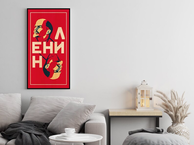 LENIN Portrait art PRINTED on WOOD, Large wood wall art. Extra Large Canvas art, Awesome exclusive gift for art lovers. image 3