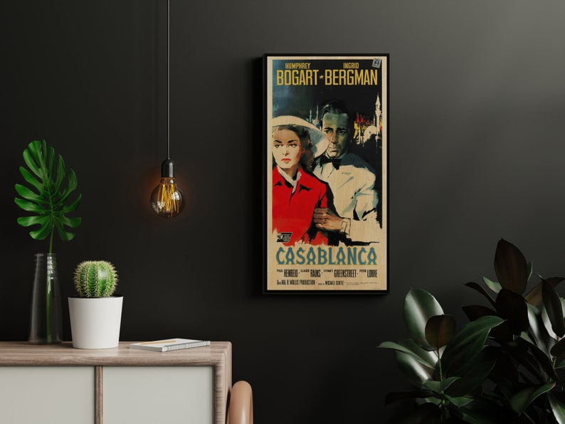 Large WOOD wall art Casablanca poster, Home decor wooden wall art Fanart cinema Casablanca print, Big wall art film poster for movie lovers image 8