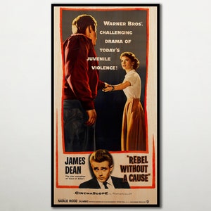Rebel Without a Cause Handmade WOOD PRINT, Fanart cinema film poster for James Dean fans, Drama WOOD film poster