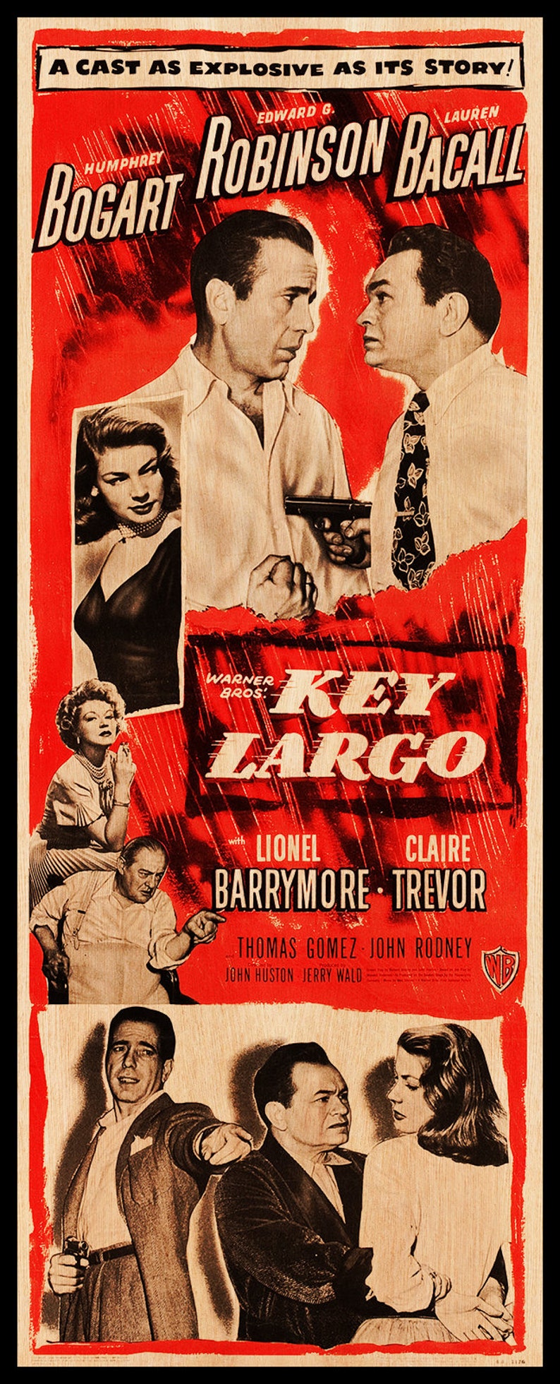 Key Largo WOOD Poster Humphrey Bogart and Lauren Bacall - Etsy