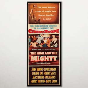 The High and the Mighty WOOD POSTER, Premium cinema movie poster printed on WOOD for John Wayne fans, Unique gift for Wayne films addicts