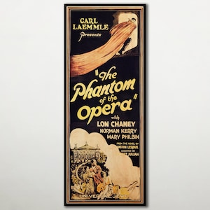 The Phantom Of The Opera WOOD PRINT movie poster, Fanart cinema movie posters on WOOD for the Lon Chaney classic film, Large Canvas Wood Art