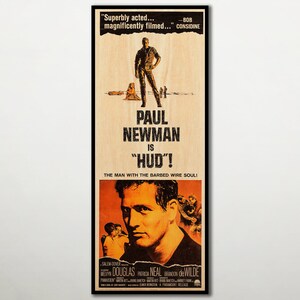 Hud movie WOODEN POSTER, Paul Newman special gift for fans, Large wood wall art poster, Top notch poster for Paul Newman followers.