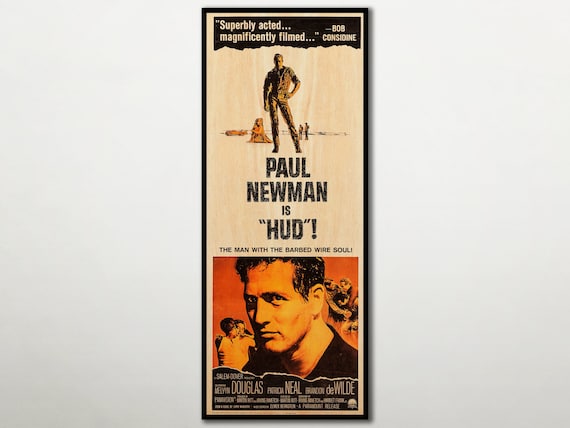 映画「Hud」の木製ポスター、ポール・ニューマンファンへの特別な