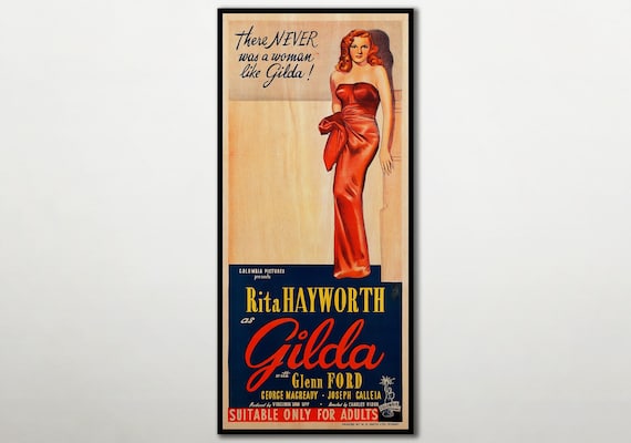 Gilda Wood Print, Rita Hayworth Cinema Poster, Vintage Film Wall Art
