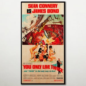 Affiche en bois You Only Live Twice, très grande affiche de film d&#39;art mural, grand cadeau en bois unique James Bond, affiche de film de fanart faite main 007.