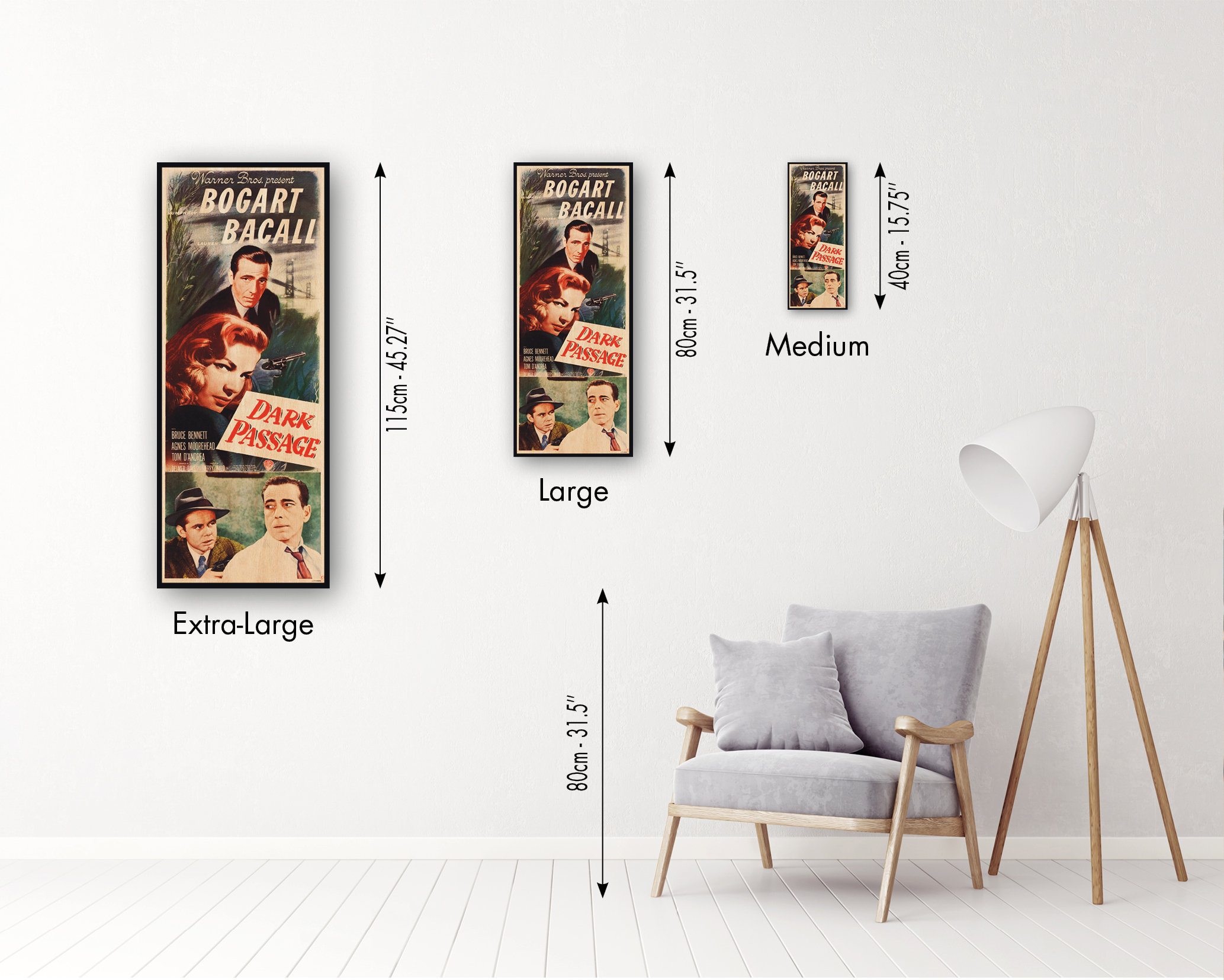 Dark Passage WOOD Poster, Humphrey Bogart and Lauren Bacall