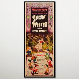 Impression en bois Blanche neige et les sept nains, magnifique cadeau pour les amateurs de cinéma de Walt Disney, superbe cadeau pour les amateurs de cinéma, très grand format