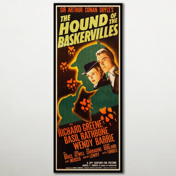 The Hound of the Baskervilles WOOD poster, Stunning film poster for Sherlock Holmes fans, Handmade Cinema fanart Sherlock Holmes poster.