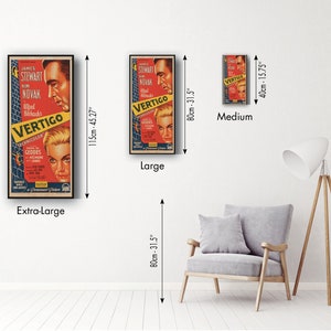 WOOD PRINT of "Vertigo" movie poster, Cinema movie posters on WOOD for the Alfred Hitchcock movie lover, James Stewart and Kim Novak movie image 10