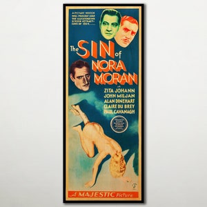 Duża sztuka ścienna WOOD The Sin Of Nora Moran film. Fanartowy plakat kinowy na WOOD dla miłośników filmów noir. Bardzo duży prezent filmowy z drewna artystycznego.