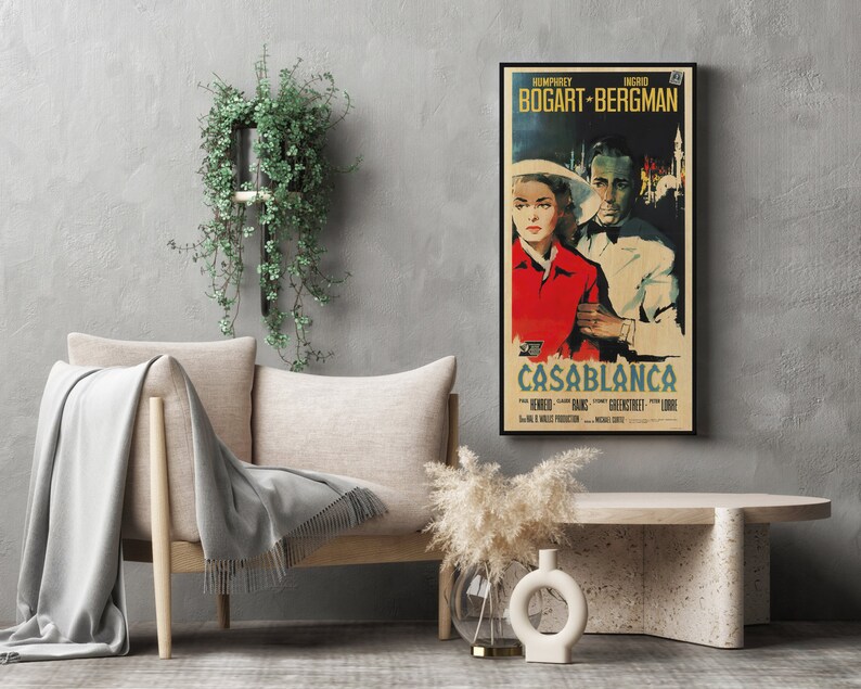 Large WOOD wall art Casablanca poster, Home decor wooden wall art Fanart cinema Casablanca print, Big wall art film poster for movie lovers image 7