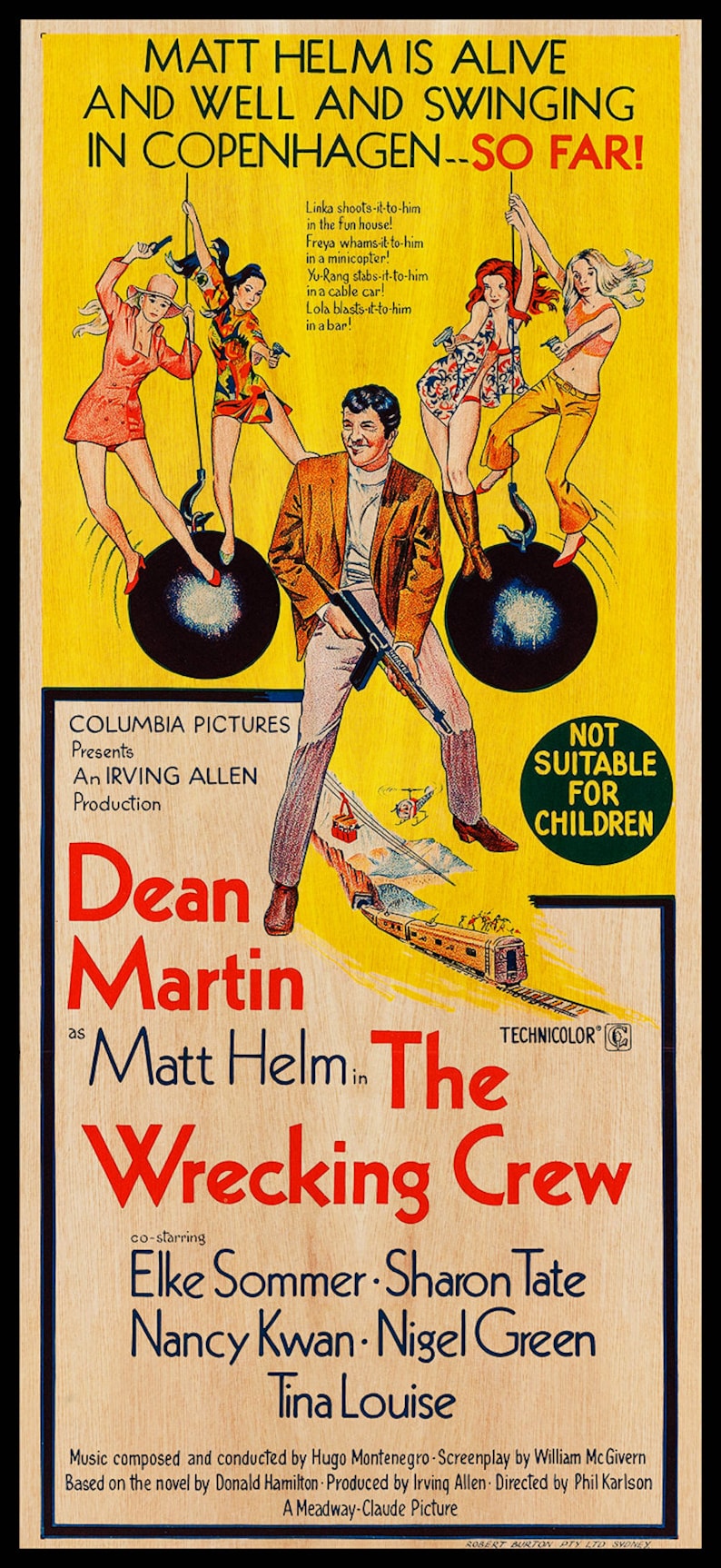 The Wrecking Crew WOODEN POSTER. Fanart High Quality Cinema Poster on