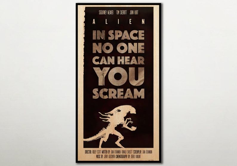 Large WOOD Wall Art Alternative Alien Poster, Fanart Cinema Poster on ...