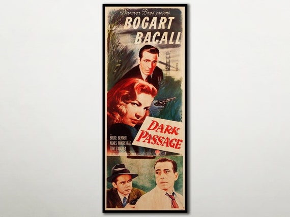 Dark Passage WOOD Poster, Humphrey Bogart and Lauren Bacall