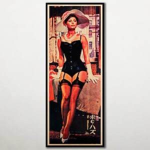 The Millionairess HOLZPOSTER. Japanische Ausgabe Poster Geschenk für Sophia Loren Fans, japanisches einzigartiges Holzgeschenk des Peter Verkäufers Films.