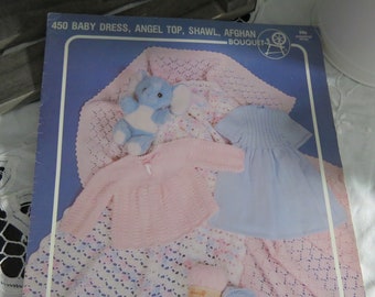 Vintage Baby Knits | Baby Sweater, Dress, Shawl,& Afghan  Patterns | Bouqet Yarns Pamphlet