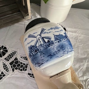 Vintage Delft Coffee Mill | Porcelain Coffee Grinder | Wall Mount | Blue and White Kitchen | Made in West Germany