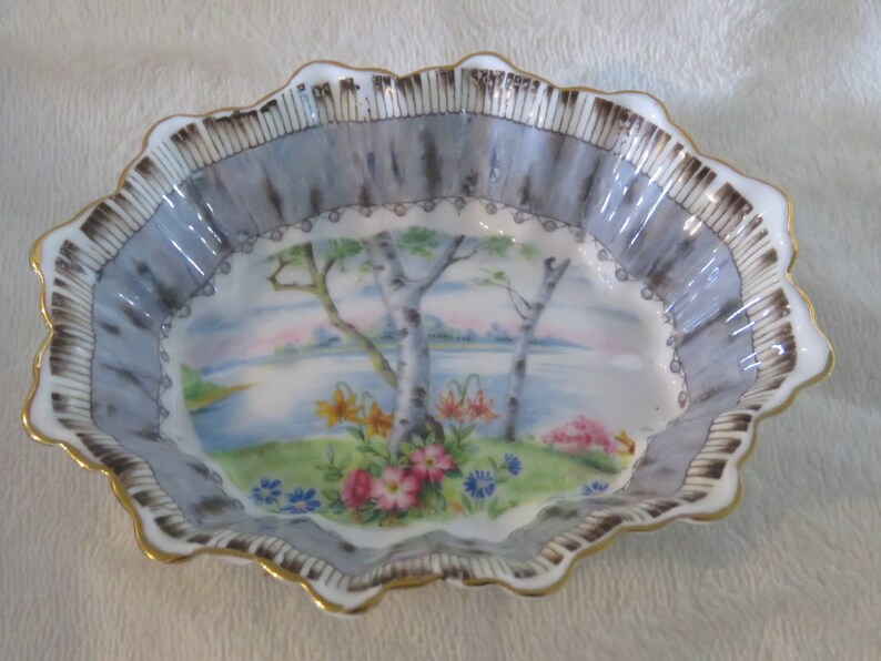 Royal Albert Bone China Silver Birch Pattern Candy Dish Etsy
