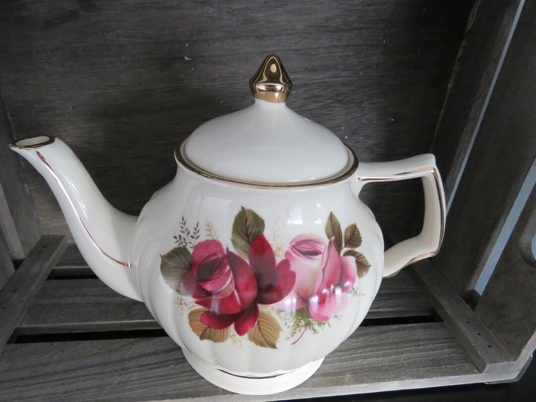 Vintage Sadler Two Roses Teapot Country Floral Farmhouse Tableware Etsy
