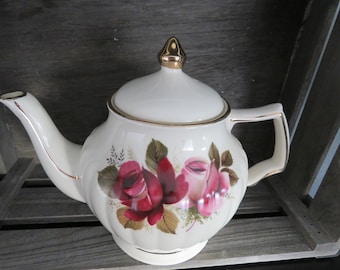 Vintage Sadler Zwei Rosen Teekanne | Country Floral | Bauerngeschirr