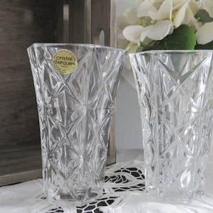 1990s Crystal Bud Vases | Vintage Lead Crystal | Set of 2 | Cristal D&#39;Arques | Nostalgic Mix and Match Decor