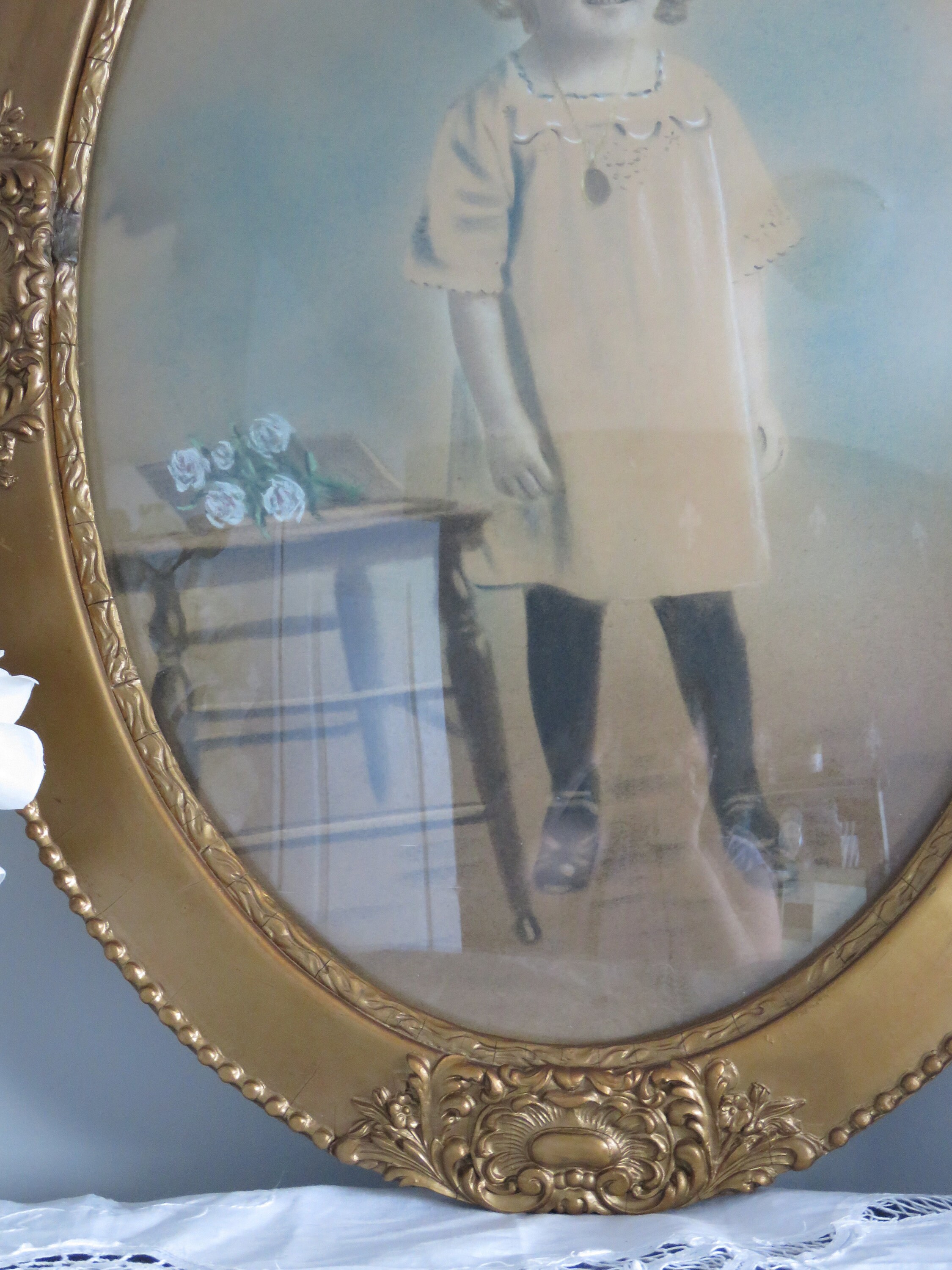 Vintage Convex Glass Picture Frame Bubble Glass Gold Etsy